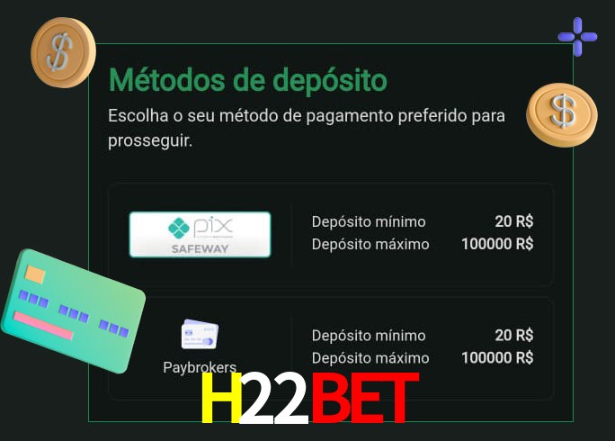 O cassino H22Bet oferece uma grande variedade de métodos de pagamento